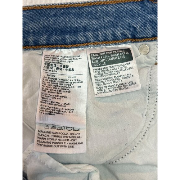 Levis Premium Wedgie Straight Jeans Womens 29 Light Wash Button Fly - Picture 6 of 11